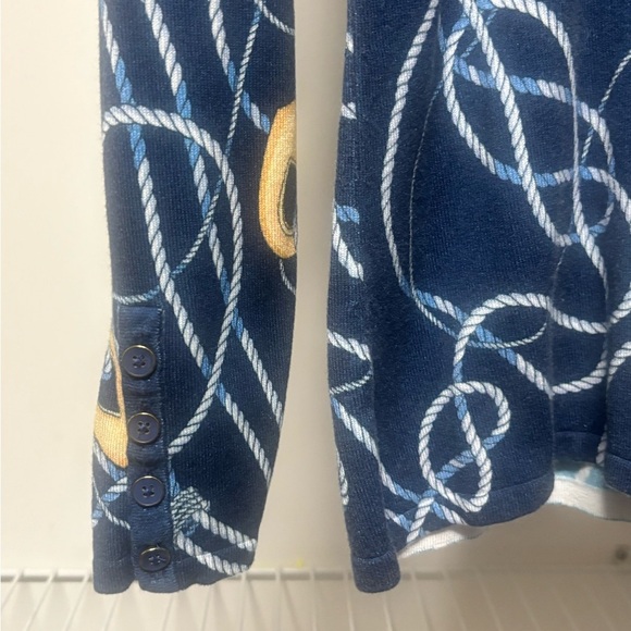 J. McLaughlin cotton blend Nautical Rope Print Long Sleeve knit top - Picture 3 of 4